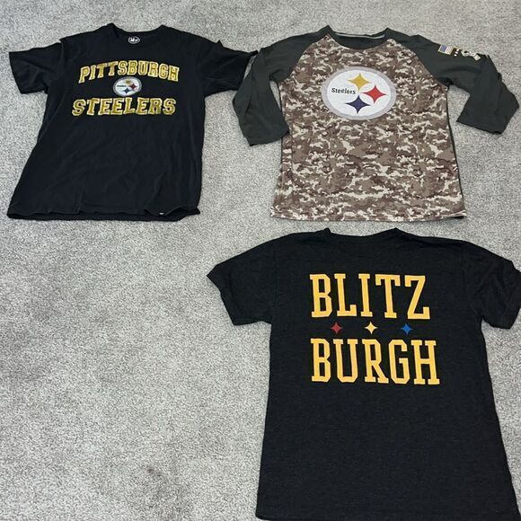 Vintage Cotton Digi Camo Pittsburgh Steelers Football Team LS T Shirt Lot of 3 - Picture 1 of 4